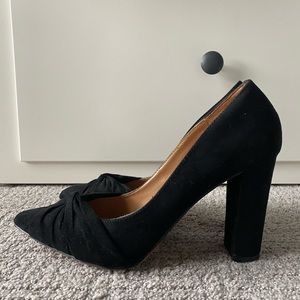 Report Black Faux Suede Block Heels